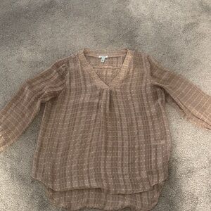 Susina Brown V-Neck Blouse